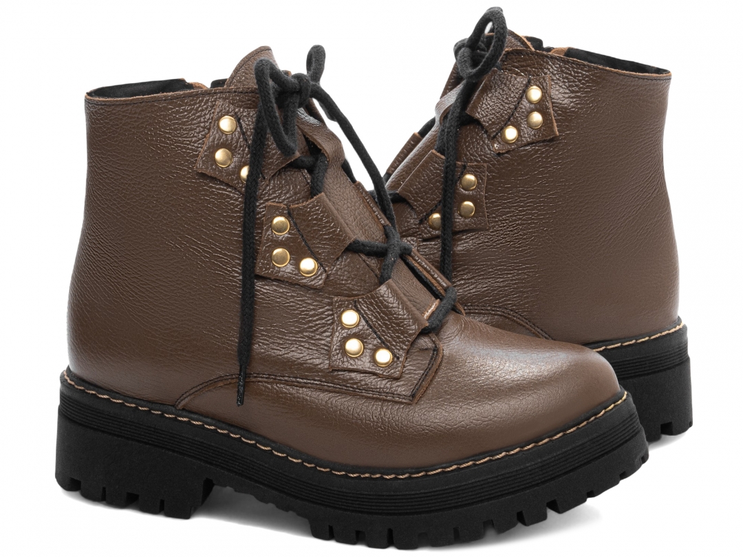 Bota Coturno Sola Tratorada Couro