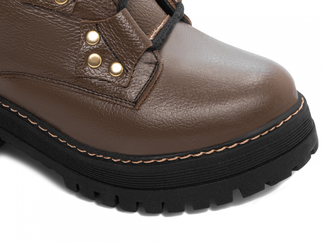 Bota Coturno Sola Tratorada Couro