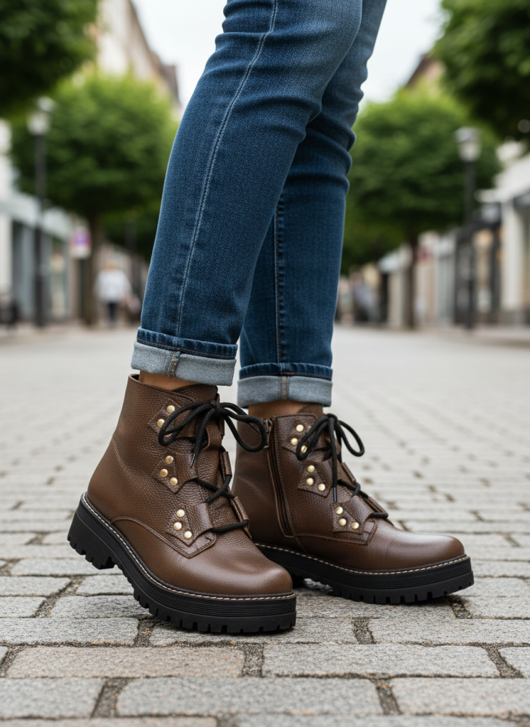 Bota Coturno Sola Tratorada Couro