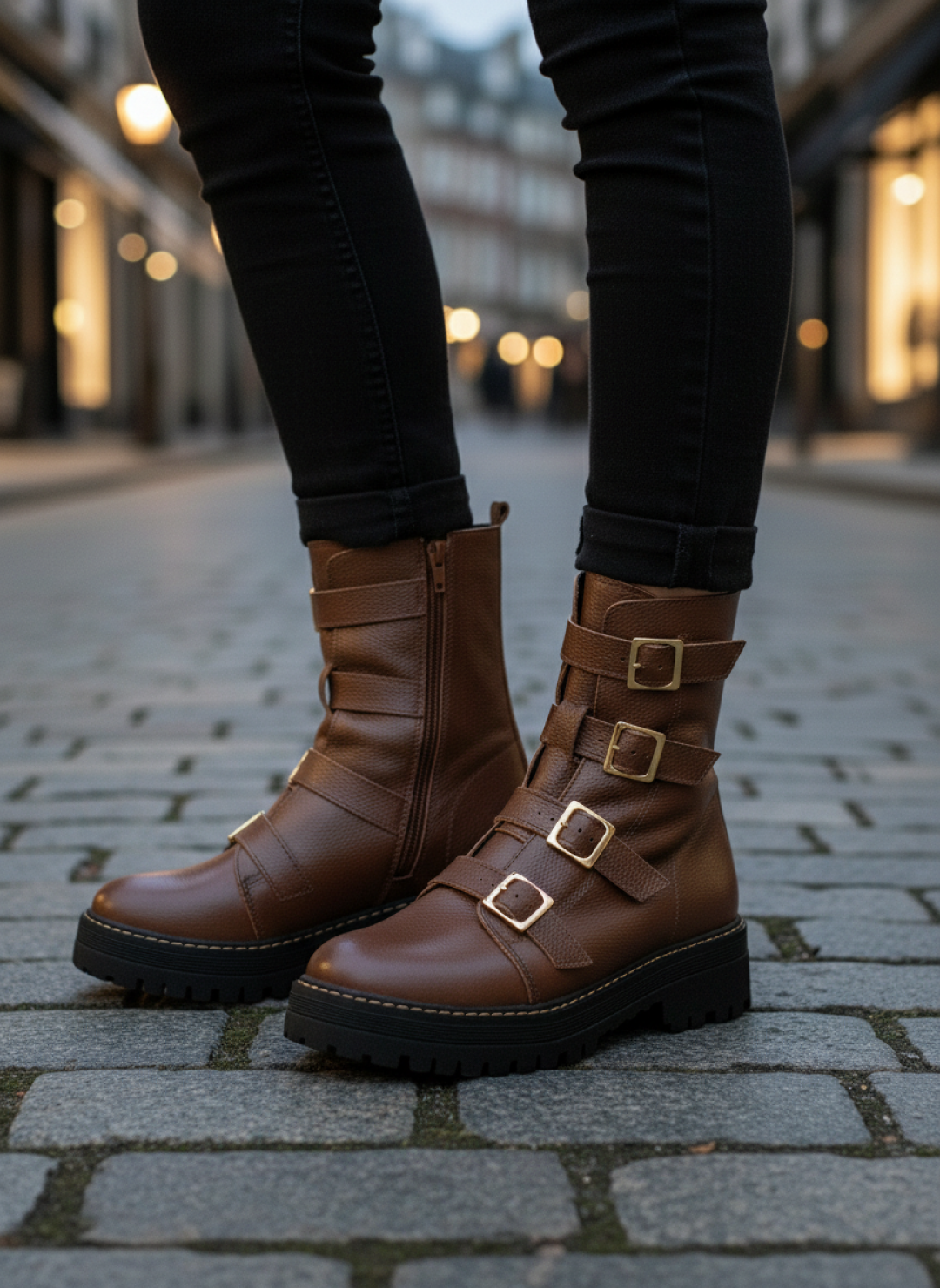 Bota Coturno Sola Tratorada Couro